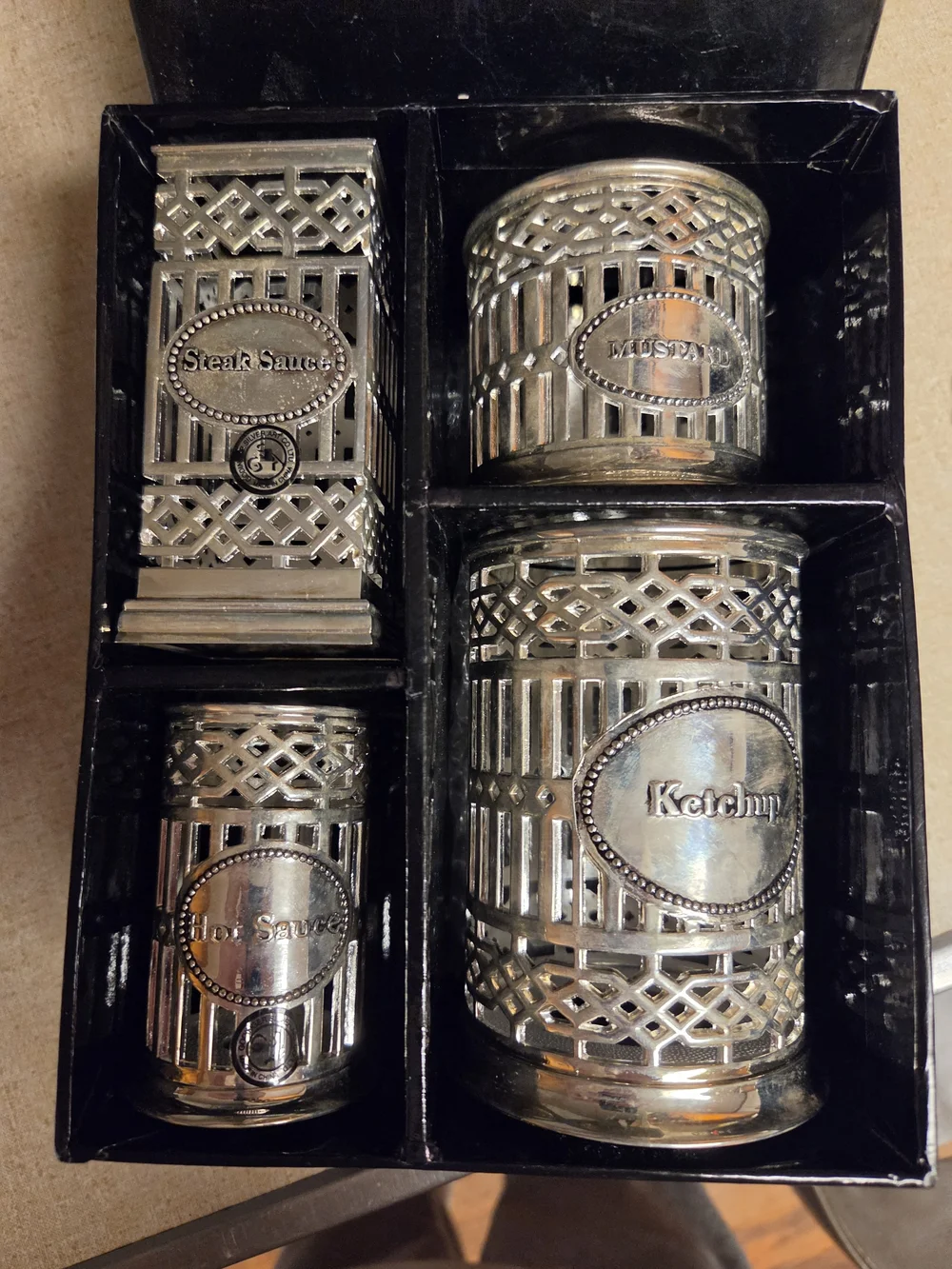 Godinger Silver-Plated Lattice Condiment Holders - Silver